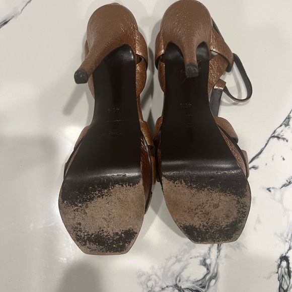 Yves Saint Laurent Tribute Bronze Strappy Sandals - Picture 4 of 4